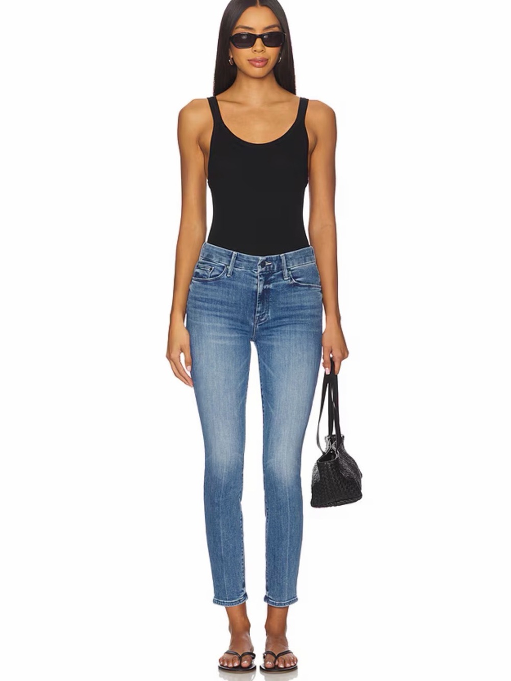 MOTHER The Looker Crop Skinny Jean in Light Blue Wash